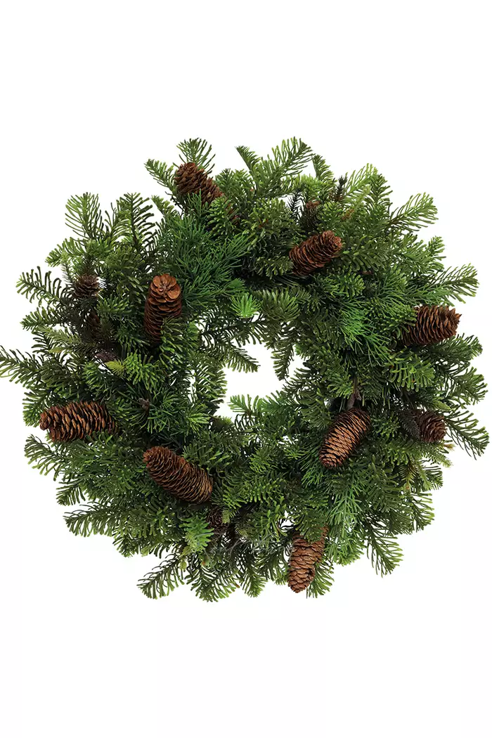 Венок из хвои с литой иглой 35 см - Зеленый
